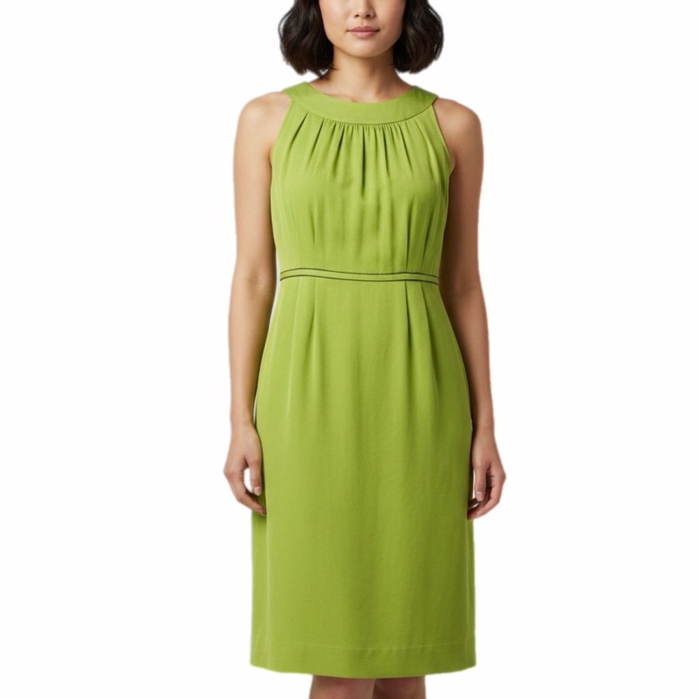 Boden Dress Womens 6R Chartreuse Green Sheath Sleeveless Slit Socialite Cocktail